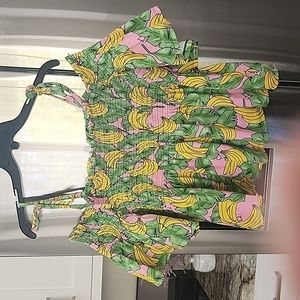 Juicy Couture Pink and Yellow Banana Print Top